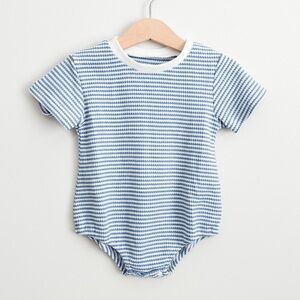 Blue Striped Waffle Knit Bodysuit Size 6-12M